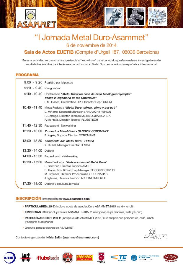 I Jornada ASAMMET-Metal Duro Metal Duro